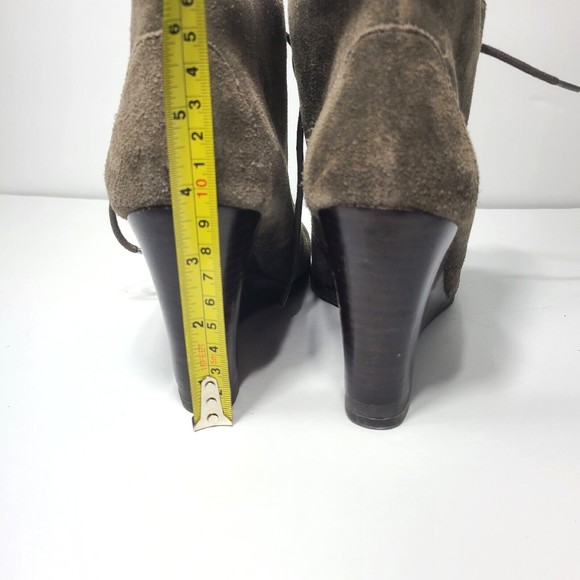 Franco Sarto Weston Bootie Size 8.5 Taupe Suede Leather Lace Up Wedge - Picture 11 of 16